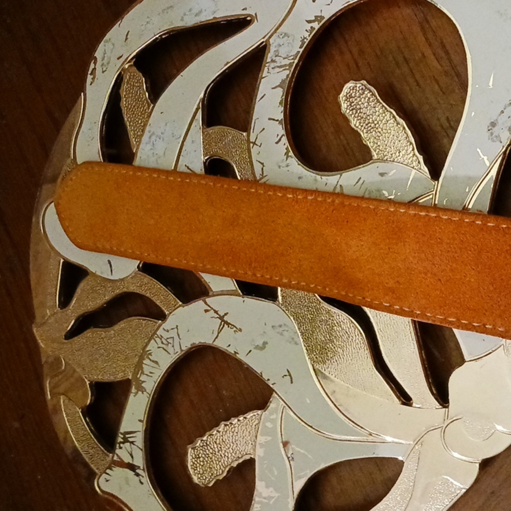 W. Kleinberg Belt with Gold Ring Belt👖👑Total 42",Suede,Made in AMERICA.🇺🇸 - Picture 7 of 12